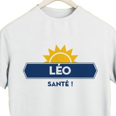 T-shirt blanc homme personnalisé pour un Léo
