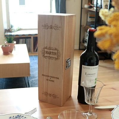 Caisse à vin personnalisée en bois - Meilleur Grand-père