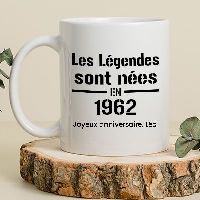 Mug personnalisé - Les Légendes sont nées en 1962