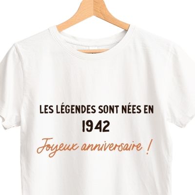T-shirt blanc femme message générique femme née en 1942