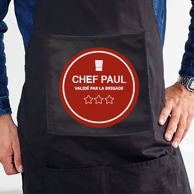 Tablier noir personnalisé - Chef étoilé