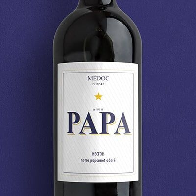 Bouteille de vin de Bordeaux personnalisée papa - Message