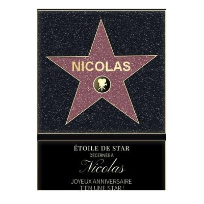 Affiche etoile de star personnalisée pour un Nicolas