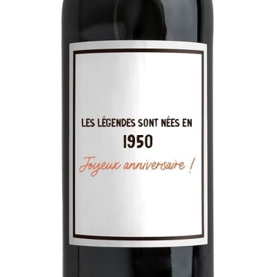 bouteille de vin rouge message générique homme né en 1950
