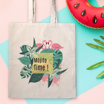 Tote bag Personnalisable - Flamant rose - 100% coton naturel