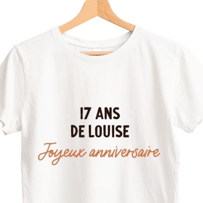 T-shirt blanc avec message femme 17 ans
