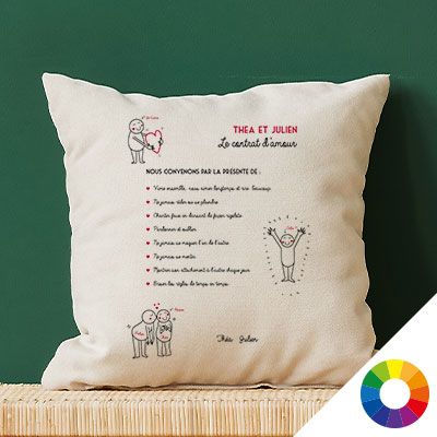 Coussin personnalisé - Contrat d'amour