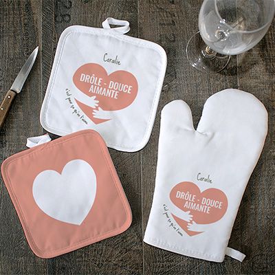 Gant et maniques personnalisables - C'est pour ça qu'on t'aime