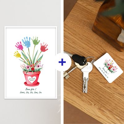 Coffret personnalisé affiche et porte-clés - Empreintes