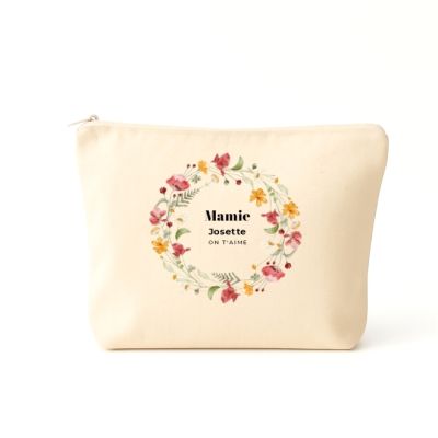 Trousse en coton personnalisée - Couronne Florale