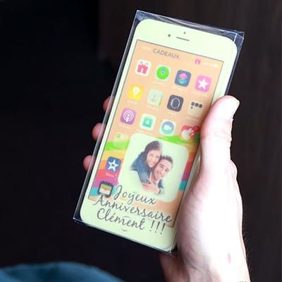 Téléphone en chocolat - Photo et message