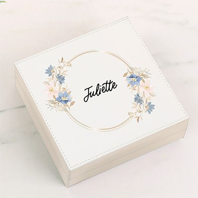 Boîte à bijoux en cuir personnalisée - Prénom