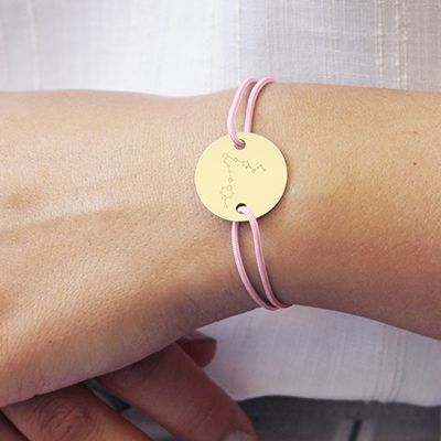 Bracelet cordon personnalisé Plaqué or - Constellations