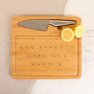 Planche à découper personnalisée avec couteau - Scrabble