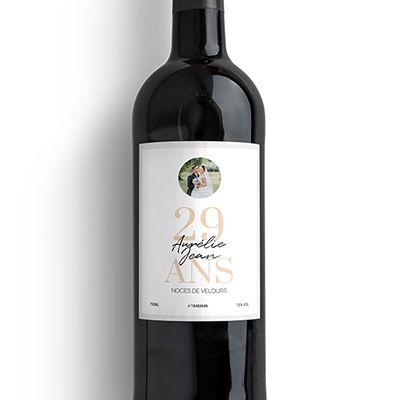 Bouteille de vin personnalisée anniversaire de mariage - Noces de Velours