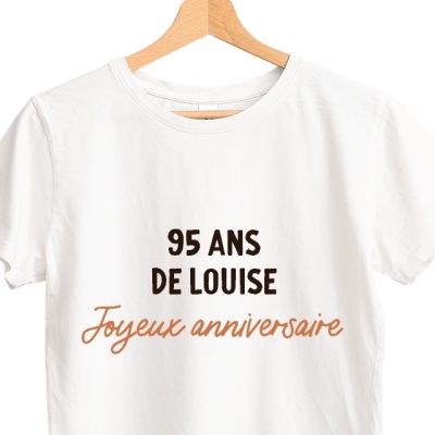 T-shirt blanc avec message femme 95 ans