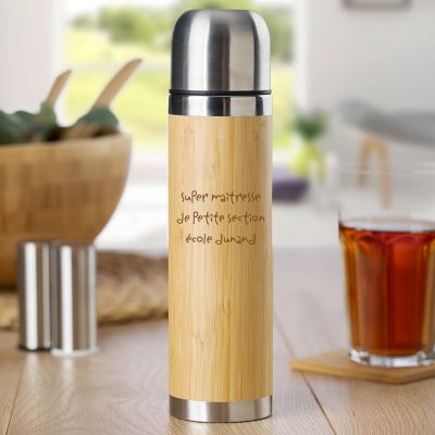 Gourde bambou personnalisée - Mots d'enfants pour maitresse