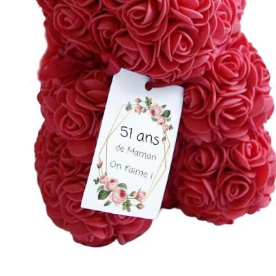 Ours en roses éternelles message maman 51 ans