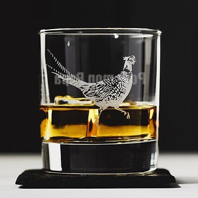 Verre à whisky personnalisé - Faisan - Avec sous-verre