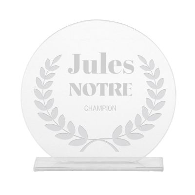 Trophée en verre personnalisé pour un Jules