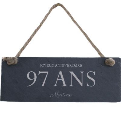 Plaque de porte en ardoise femme 97 ans