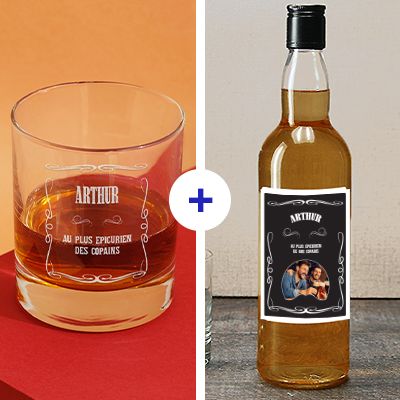 Coffret whisky - Verre à whisky et bouteille de whisky personnalisés
