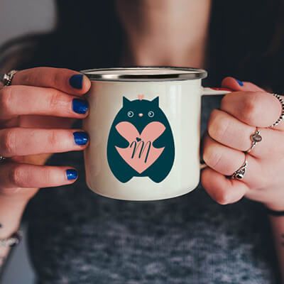 Mug émaillé personnalisé message - Chat