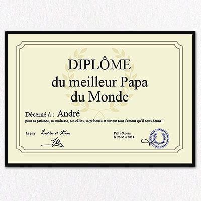 Diplôme personnalisé - Meilleur Papa