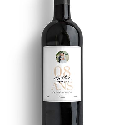 Bouteille de vin personnalisée anniversaire de mariage - Noces de Coquelicot