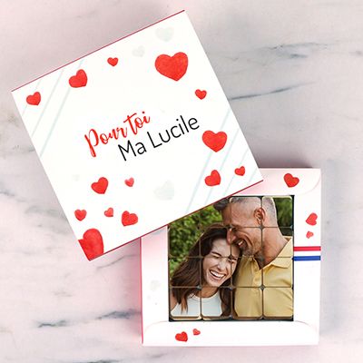 Coffret de chocolats personnalisés photo - Amour