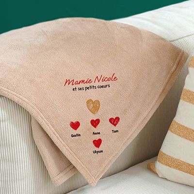 Plaid personnalisé - Mamie et ses petits coeurs