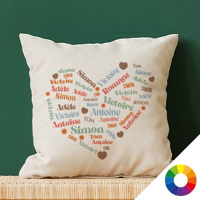 Coussin personnalisé - Cœur Famille