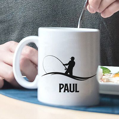 Mug personnalisé prénom - Pêcheur