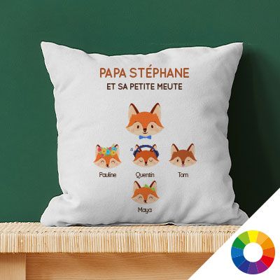 Coussin personnalisé - Papa Renard et sa meute
