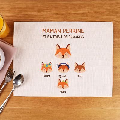 Set de table personnalisé - Maman Renard et sa meute