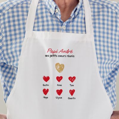 Tablier personnalisé - Papi et ses petits coeurs