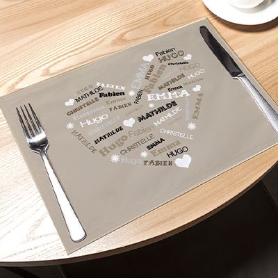 Set de table personnalisable - Coeur Famille