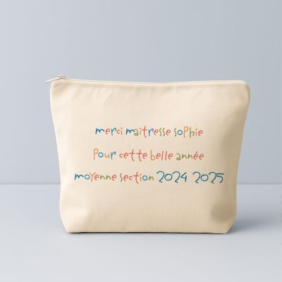 Trousse en coton personnalisée - Mots d'enfants pour maitresse