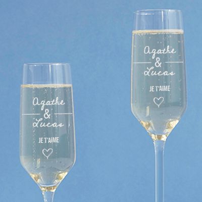 Flûtes à champagne personnalisées couple - Jour de rencontre