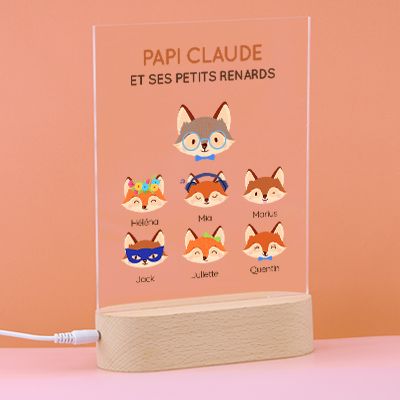Lampe 3D personnalisée - Papi Renard et sa meute