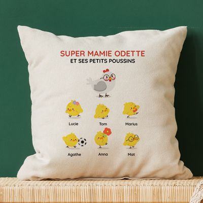 Coussin personnalisé - Famille poussins