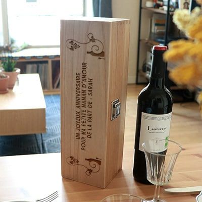 Caisse à vin personnalisée message - Vigne
