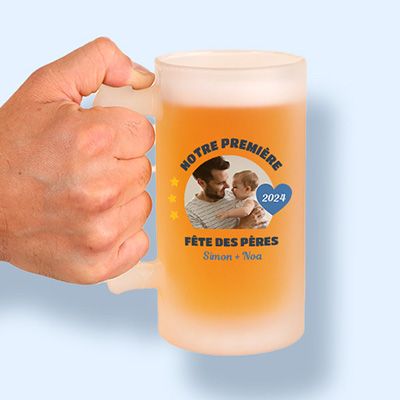 Chope de bière personnalisée photo- Première Fête des Pères