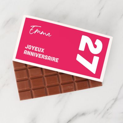 Tablette de chocolat anniversaire Rose