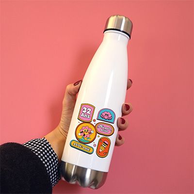 Gourde en inox personnalisée - Stickers Rétro