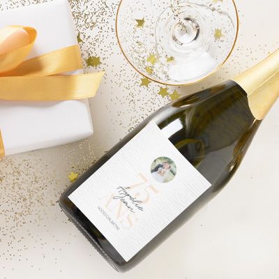 Bouteille de champagne personnalisée anniversaire de mariage - Noces d'Albâtre