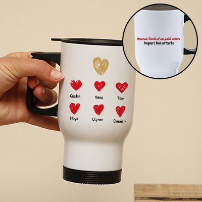 Mug isotherme personnalisé - Mamie et ses petits coeurs