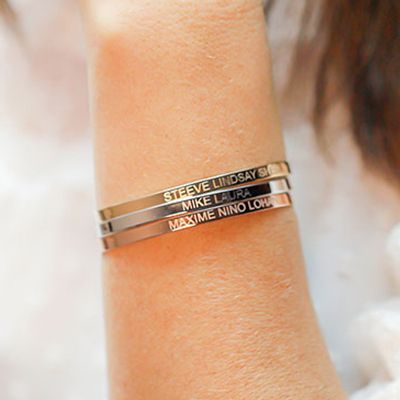 Trio de bracelets joncs personnalisés - Plaqué or, argent et argent rosé