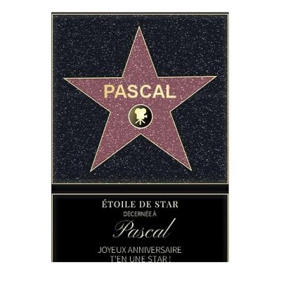 Affiche etoile de star personnalisée pour un Pascal