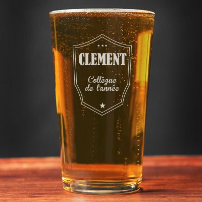 Verre à bière personnalisé prénom - Blason